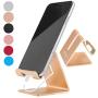 Desk Cell Phone Stand Holder Aluminum Phone Dock Cradle Compatible with Switch, All Android Smartphone, for iPhone 11 Pro Xs Xs Max Xr X 8 7 6 6s Plus 5 5s 5c Charging, Accessories Desk (Gold)
