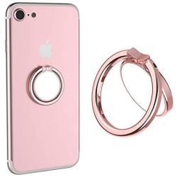 ICEYA Finger Ring Stand Holder, Cell Phone Mirror Stand Finger Grip Kickstand 360°Rotation for iPhone, iPad, Samsung Galaxy S9/S8 and Other Smartphones (Rose Gold)