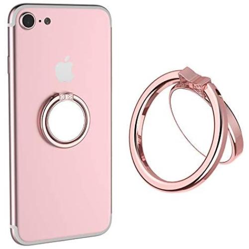 ICEYA Finger Ring Stand Holder, Cell Phone Mirror Stand Finger Grip Kickstand 360°Rotation for iPhone, iPad, Samsung Galaxy S9/S8 and Other Smartphones (Rose Gold)