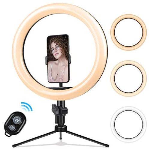 10.2 Inch Ring Light with Stand - Rovtop LED Camera Selfie Light Ring with iPhone Tripod and Phone Holder for Video Photography Makeup Live Streaming