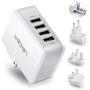 Multiple USB Wall Charger, [22W/4.4A] LENCENT 4 Port USB Travel Adapter, All in One USB Charger Plug with UK US EU European AUS Worldwide International Travel Phone Charger for iPhone, IPad & More