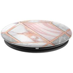 Trendy Chic Geometric-Marble Pink White Grey and Rose-Gold PopSockets Grip and Stand for Phones and Tablets