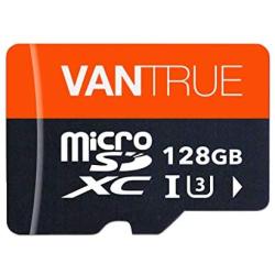 Vantrue 128GB U3 V30 Class 10 MicroSDXC UHS-I 4K UHD Video Monitoring Memory Card with Adapter for Dash Cams, Body Cams, Action Camera, Other Surveillance & Security Cams