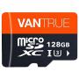 Vantrue 128GB U3 V30 Class 10 MicroSDXC UHS-I 4K UHD Video Monitoring Memory Card with Adapter for Dash Cams, Body Cams, Action Camera, Other Surveillance & Security Cams