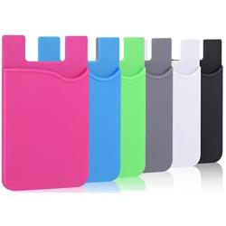 Card Holder, Pofesun 6 Pack Ultra-Slim Adhesive Wallet Credit Card Holder, Credit Card Wallet, Card Case Compatible for iPhone, Android, Most Smartphones.(Black, White, Gray, Blue, Pink, Green)