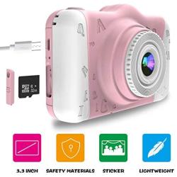 WOWGO Kids Digital Camera - 12MP Childrens Camera with Large Screen for Boys and Girls, 1080P Rechargeable Electronic Camera with 32GB TF Card