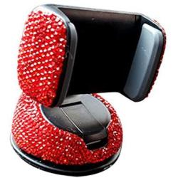 LuckySHD Crystal Rhinestone Car Phone Holder Air Vent Phone Stand Mount Car Windshield Dashboard Mount-Red