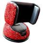 LuckySHD Crystal Rhinestone Car Phone Holder Air Vent Phone Stand Mount Car Windshield Dashboard Mount-Red