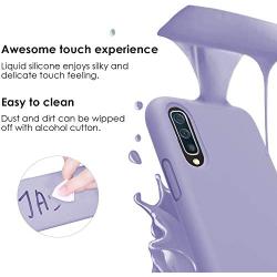 Vinve Samsung Galaxy A50 Case with Tempered Glass Screen Protector [2 Pack], Liquid Silicone Slim Fit Drop Protection Case for Galaxy A50 (Purple)
