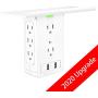Socket Shelf, 10 Ports Surge Protector Wall Outlet, 8 Electrical Outlet Extenders 2 USB Charging Ports(2.4A Fast Charging), Removable Built-In Shelf and LED Indicator, Smartphone & Headp (8AC+2USB)