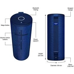 Ultimate Ears MEGABOOM 3 Portable Waterproof Bluetooth Speaker - Blue (Renewed)