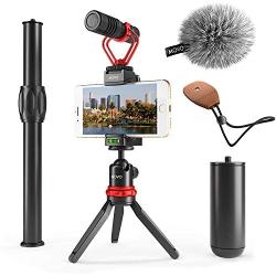 Movo VXR10+ Smartphone Video Rig with Mini Tripod, Phone Grip, and Video Microphone Compatible with iPhone 11, 11 Pro, XS, XR, X, 8, 7, 6S, 6, 5S and Android - for YouTube, TIK Tok, Filming, Vlogging