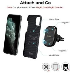 Wireless Charging Magnetic Car Mount PITAKA MagEZ Mount Qi Only Compatible with MagEZ Case Fast Charging Phone Holder with USB A-C Cable Air Vent Mount for iPhone Galaxy Qi Smartphone