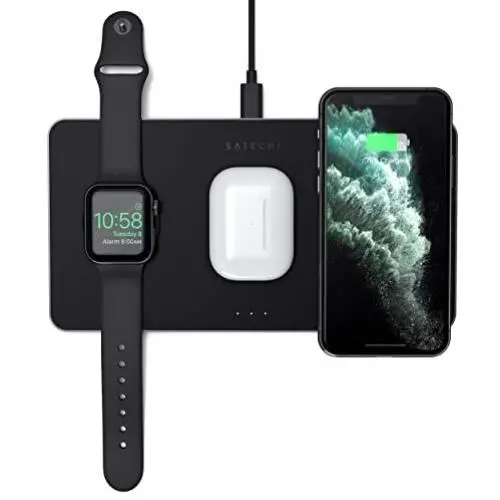 Satechi Trio Wireless Charging Pad - Qi-Certified - Compatible with iPhone 11 Pro Max/11 Pro/11, AirPods Pro, Apple Watch Series 5/4/3/2/1 Satechi Trio Wireless Charging Pad - Qi-Certified - Compatible with iPhone 11 Pro Max/11 Pro/11, AirPods Pro, Apple Watch Series 5/4/3/2/1