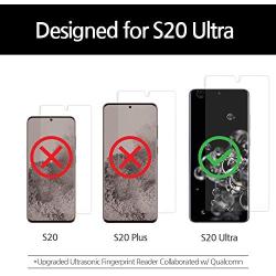 Galaxy S20 Ultra Screen Protector [Dome Glass] Full HD Clear 3D Curved Edge Tempered Glass [Better Solution for Ultrasonic Fingerprint] Installation Tray by Whitestone - Two Pack