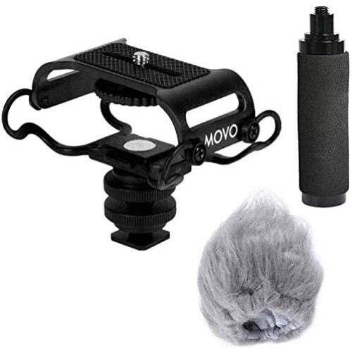 Movo AEK-Z4 Handy Portable Recorder Accessory Kit with Mic Grip, Shock Mount, and Deadcat Windscreen for Zoom H1n, H2n, H4n, H5, H6, Tascam DR-40X, DR-05X, DR-07X, DR-22WL, DR100MKIII