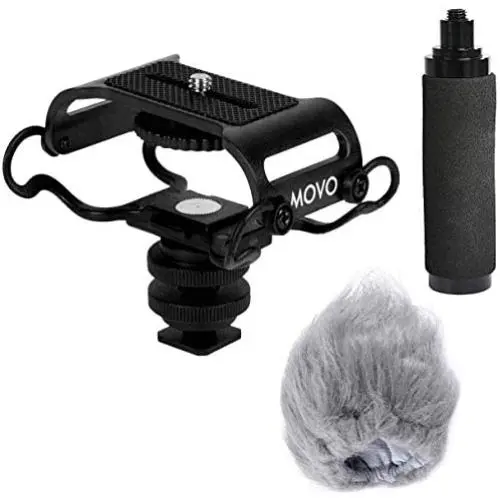 Movo AEK-Z4 Handy Portable Recorder Accessory Kit with Mic Grip, Shock Mount, and Deadcat Windscreen for Zoom H1n, H2n, H4n, H5, H6, Tascam DR-40X, DR-05X, DR-07X, DR-22WL, DR100MKIII Movo AEK-Z4 Handy Portable Recorder Accessory Kit with Mic Grip, Shock Mount, and Deadcat Windscreen for Zoom H1n, H2n, H4n, H5, H6, Tascam DR-40X, DR-05X, DR-07X, DR-22WL, DR100MKIII