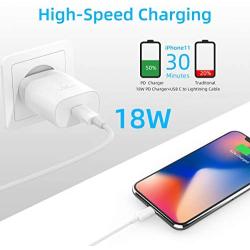 Fast PD Charger Compatible with iPhone 11 Pro Xs Max XR X 10 8 Plus iPad Pro [ iPhone 7 6 6s Plus 5S ], 18W PD Wall Charger Adapter with 5.0FT USB Type C toLightning Cable