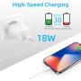 Fast PD Charger Compatible with iPhone 11 Pro Xs Max XR X 10 8 Plus iPad Pro [ iPhone 7 6 6s Plus 5S ], 18W PD Wall Charger Adapter with 5.0FT USB Type C toLightning Cable