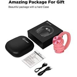 COWIN E7 PRO [Upgraded] Active Noise Cancelling Headphones Bluetooth Headphones with Microphone/Deep Bass Wireless Headphones Over Ear, 30 Hours Playtime for Travel/Work, Pink