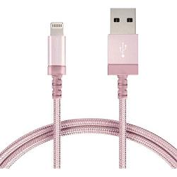 AmazonBasics Nylon Braided Lightning to USB A Cable, MFi Certified Apple iPhone Charger, Rose Gold, 3-Foot