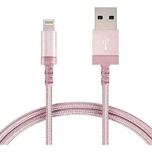 AmazonBasics Nylon Braided Lightning to USB A Cable, MFi Certified Apple iPhone Charger, Rose Gold, 3-Foot AmazonBasics Nylon Braided Lightning to USB A Cable, MFi Certified Apple iPhone Charger, Rose Gold, 3-Foot