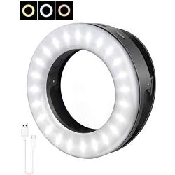 XSY Selfie Ring Light. 3 Lighting Modes. Selfie Fill Light with Multiple LED Bead-Shaped Makeup Lights, Suitable for Selfie, Photography, Livestream White 2020 Upgrade (Black)