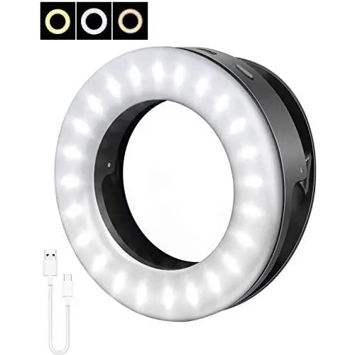 XSY Selfie Ring Light. 3 Lighting Modes. Selfie Fill Light with Multiple LED Bead-Shaped Makeup Lights, Suitable for Selfie, Photography, Livestream White 2020 Upgrade (Black)