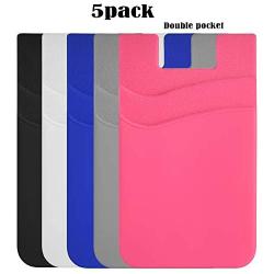 BIAJIYA Phone Card Holder Silicone Wallet, Stick-on ID Credit Card Pocket for Smartphones(5PC)