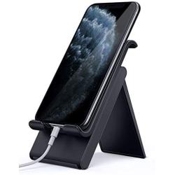 Lamicall Adjustable Cell Phone Stand - Foldable Portable Holder Cradle for Desk, Desktop Charging Dock Compatible with iPhone 11 Pro XS Max XR X 8 7 6S Plus Galaxy S10 S9 S8 Smartphones Black