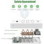Power Strip with USB Ports - Rekidm 1875W 15A Power Strip Surge Protector 6 Outlets and 3 USB Ports with On/Off Switch - Safe and Durable High Conductivity Copper Design - 5ft Extension Cord 100-240V