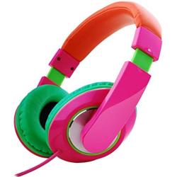 Rockpapa Comfort+ Adjustable Over Ear Headphones Earphones with Microphone In-line Volume for Adults Kids Childs Teens, SmartPhones Laptops DVD MP3/4 Surface iPhone iPod iPad Macbook Pink Orange Green