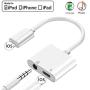 Headphone Adapter for iPhone Dongle 2 in 1 Earphone 3.5mm Jack Aux Cord Audio Car Charger for iPhone 11Pro/7/7 Plus/8/8 Plus/X/Xs Splitter Audio Connector Accessory Cable Support All iOS System