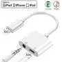 Headphone Adapter for iPhone Dongle 2 in 1 Earphone 3.5mm Jack Aux Cord Audio Car Charger for iPhone 11Pro/7/7 Plus/8/8 Plus/X/Xs Splitter Audio Connector Accessory Cable Support All iOS System