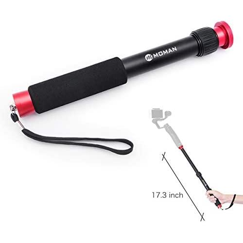 Gimbal Extension Pole, Lightweight Aluminum Telescopic Rod for DJI OSMO Mobile 2 Zhiyun Smooth 4/Q Smartphone Stabilizer and DSLR Camera, 10.4 to 17.3 Inch Adjustable