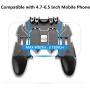 Mobile Game Controller for Pubg/Fotnite, [Upgrade 6 Finger Operation] Mobile Controller with 4 Triggers, L1R1 L2R2 Grip Gamepad Joystick Remote for 4.7-6.5" Android iOS Phone