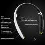 Bluetooth Headphones, BEARTWO Upgraded Foldable Wireless Neckband Headset with Retractable Earbuds, Noise Cancelling Stereo Earphones with Mic for Workout, Running, Driving (with Carry Case) (White)