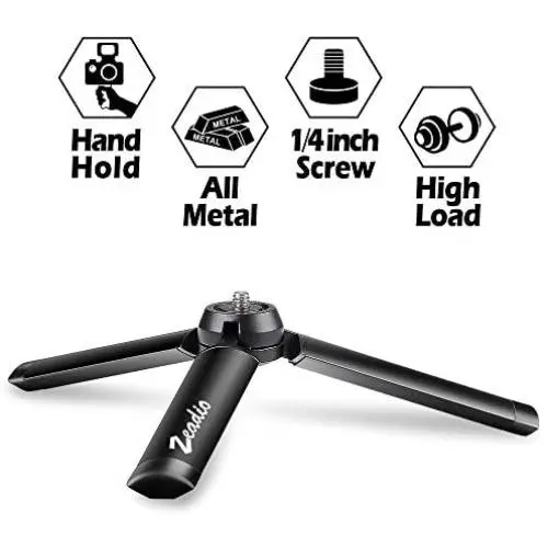 Zeadio Metal Mini Tripod, Desktop Tabletop Stand Compact Tripod for Smooth 4, Osmo Mobile, Vimble 2, Gimbal Handle Grip Stabilizer and All Cameras Zeadio Metal Mini Tripod, Desktop Tabletop Stand Compact Tripod for Smooth 4, Osmo Mobile, Vimble 2, Gimbal Handle Grip Stabilizer and All Cameras
