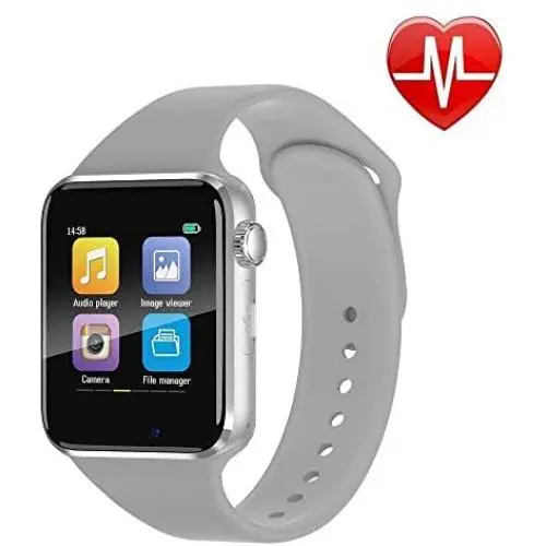 321OU Smart Watch Compatible iOS Android iPhone Samsung for Men Women, Make/Answer Calls, Checking Messages Support, Bluetooth Sport Watch Fitness Tracker with Pedometer Camera SIM SD Card Slot (Grey)