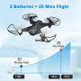 tech rc Mini Drone with Camera FPV Live Video Wifi Quadcopter, Easy Control with Headless Mode, Altitude Hold, Long Flight Time with 2 Batteries, App Control Available Toy Drone for Kids and Beginners