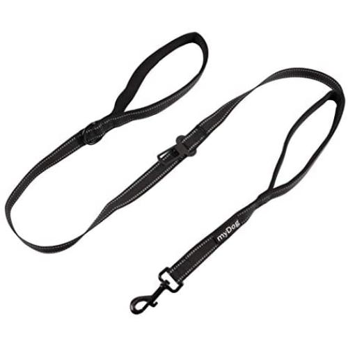 MyDog 5 Feet Reflective Dog Car Seat Belt Leash with 2 Cushioned Handles