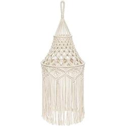 Mkono Macrame Lamp Shade Boho Hanging Pendant Light Cover Modern Office Bedroom Living Room Nursery Dorm Room Bohemian Home Decor