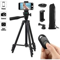 Hitch Phone Tripod,Gopro Tripod 42 Inch 106cm Aluminum Lightweight Smartphone Tripod for iPhone/Samsung/Huawei Cellphone, Camera and Gopro with Bluetooth Remote Control, Carrying Bag and Gopro Mount