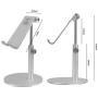 Co-Goldguard Tablet Stand Cell Phone Desk Holder Aluminum Desktop Stand Solid Anti-Slip Portable Universal Holders Adjustable Compatible with All Mobile Smart Phone Tablet,Silver