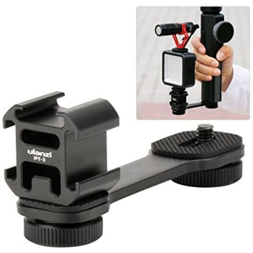 Ulanzi PT-3 Triple Cold Shoe Mounts Plate，Microphone Led Video Light Stand Extension Compatible for DJI OSMO Mobile 2/Zhiyun Smooth 4/Feiyu Vimble 2 Gimbal Stabilizer