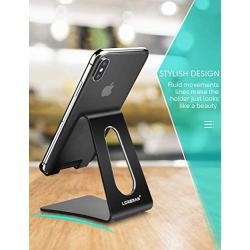 LORERAN Cell Phone Stand, Phone Dock, Phone Holder, Cradle for Smartphone and Tablet, Aluminum Stand Compatible with Samsung iPhone 11 Pro Xs Xs Max Xr X 8 7 6 6s Plus 5 5s 5c - (Black)