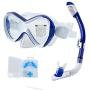 Rongbenyuan Dry Top Snorkel Set - Diving Mask and Snorkel Swimming Goggles with Nose Cover 180° Panoramic Wide View Anti-Fog No-Leak