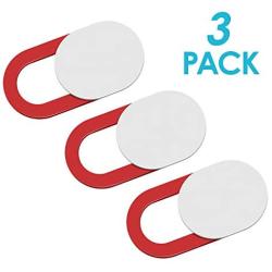 Webcam Camera Cover Slide 0.02-Inch Ultra-Thin Webcam Cover Blocker for MacBook, iMac, Laptop, Desktop, Pc, iPad, iPhone, Smartphone Protect Your Visual Privacy and Security (White/Red-3 Pack)