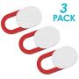 Webcam Camera Cover Slide 0.02-Inch Ultra-Thin Webcam Cover Blocker for MacBook, iMac, Laptop, Desktop, Pc, iPad, iPhone, Smartphone Protect Your Visual Privacy and Security (White/Red-3 Pack)