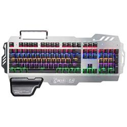 Colorful Backlit Gaming Keyboard - FN Multi-Functional Combination, Metal Mobile Phone Holder, Ergonomic Hand Rest, Waterproof, Suitable for Windows PC Gamers and Offices (PK-900 Mechanical Keyboard)